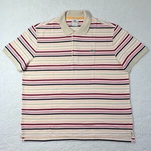 Lacoste Sport Polo Shirt‎ Men's US 2XL (EU/XL) White Multi Color Stripe Slim Fit